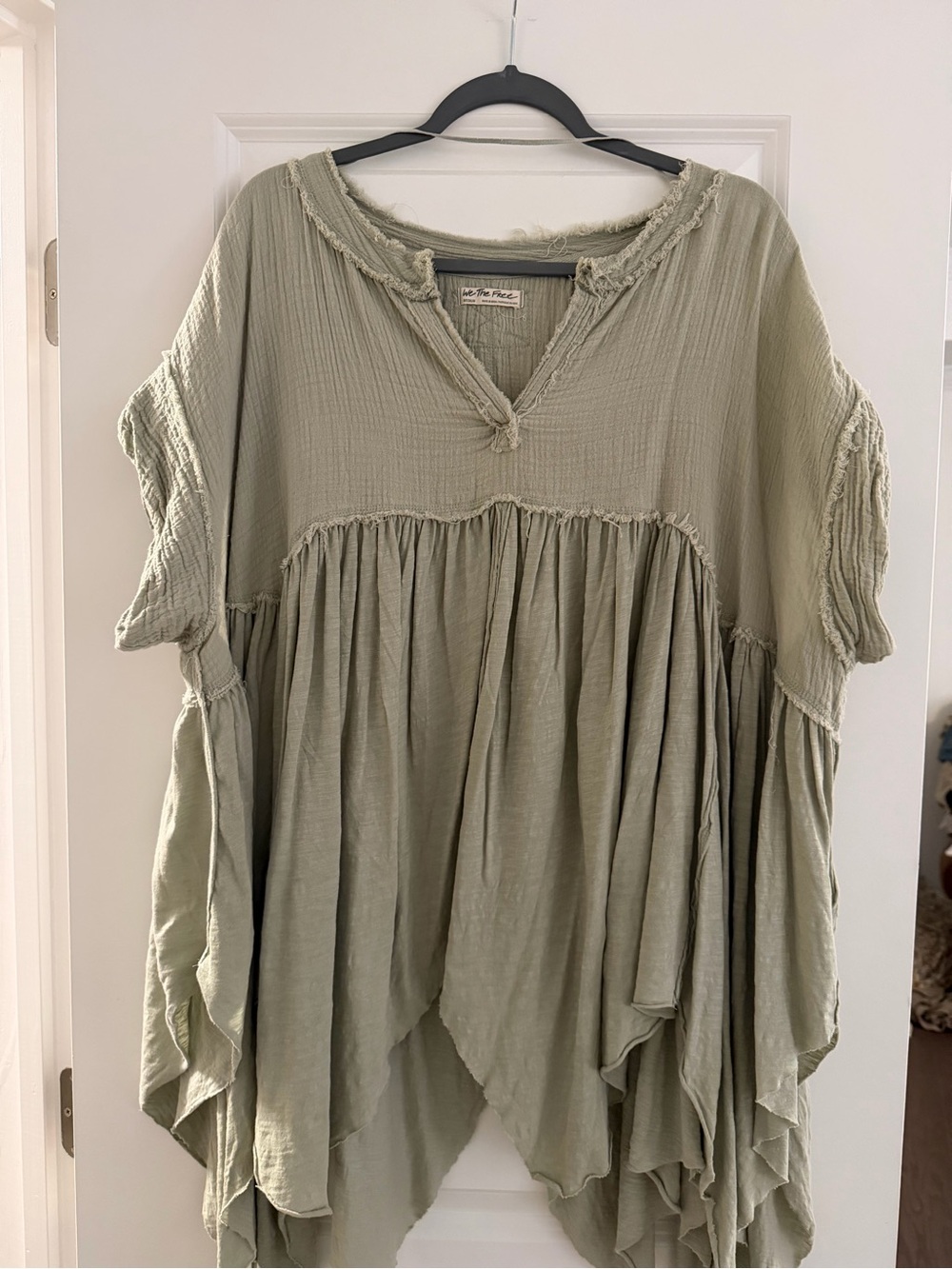 We The Free Sage Green Gauze Tiered Tunic Top